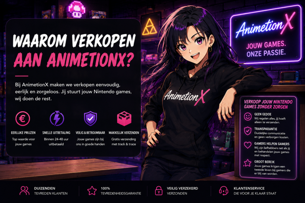 je nintendo games verkopen zoals switch aan animetionx
